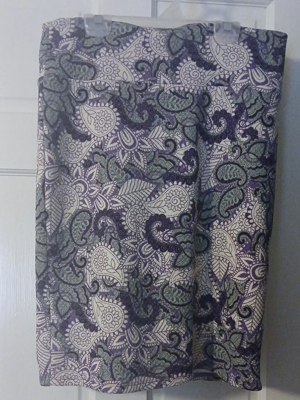 LuLaRoe Floral Paisley Print Pencil Skirt in Purple & Mint